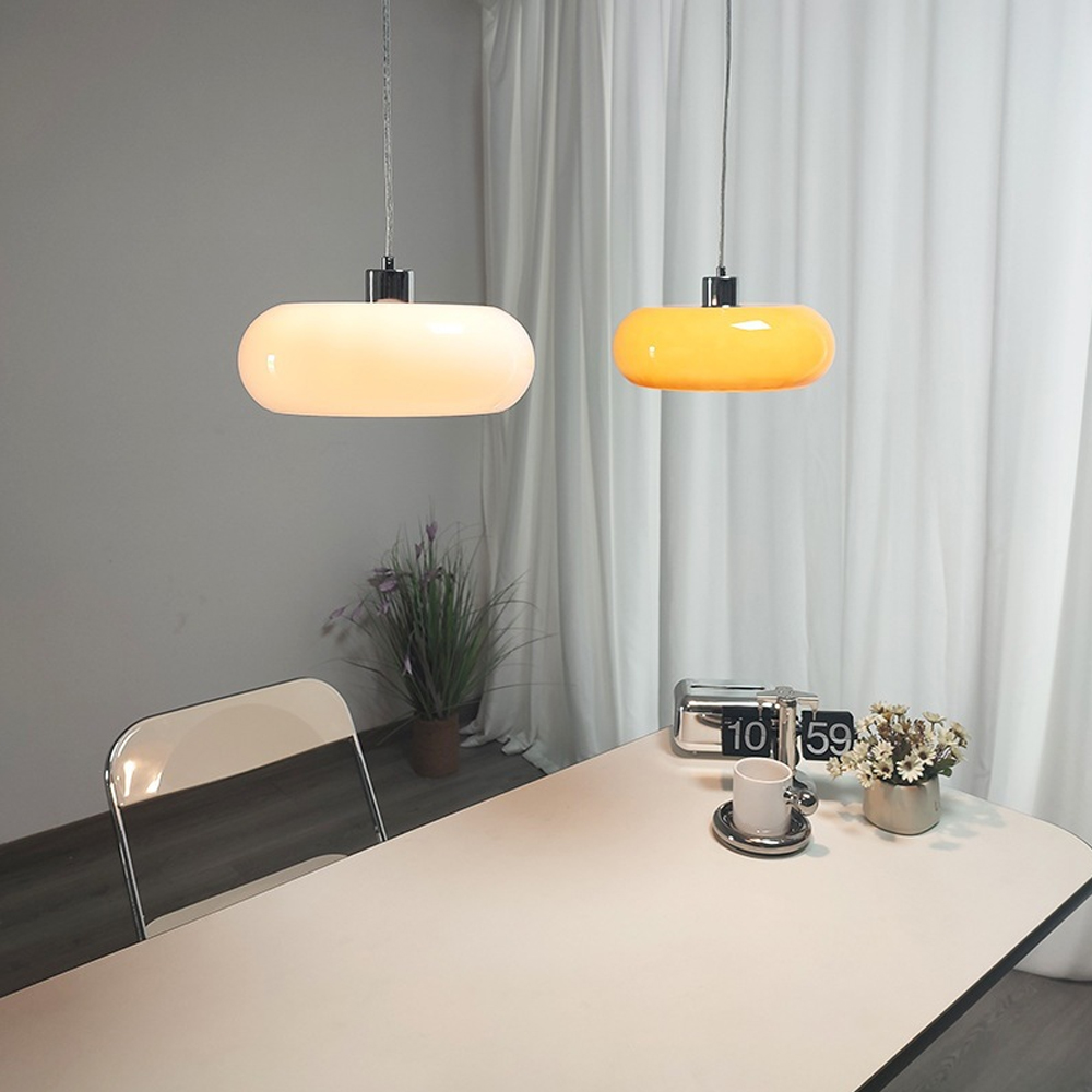 Milk White Glass Pendant Light Dining Room Hanging Chandelier-Handwovenlamp