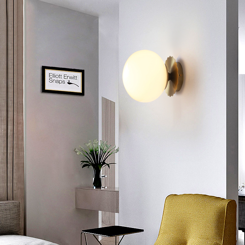 Nordic Modern Corridor Decorative Wall Lamp Minimalist Bedside Small Ball Wall Sconce-Handwovenlamp