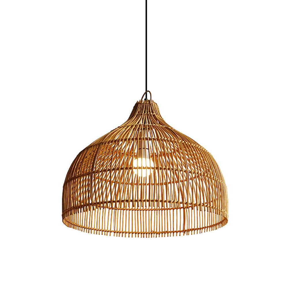 Japanese Rattan Hanging Lamp Simple Hand-woven Dining Room Kitchen Rattan Light Fixture-Handwovenlamp