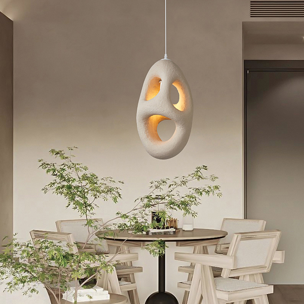 Japanese Retro Handmade Hanging Lamp High Density Polystyrene Wabi Sabi Pendant Light-Handwovenlamp
