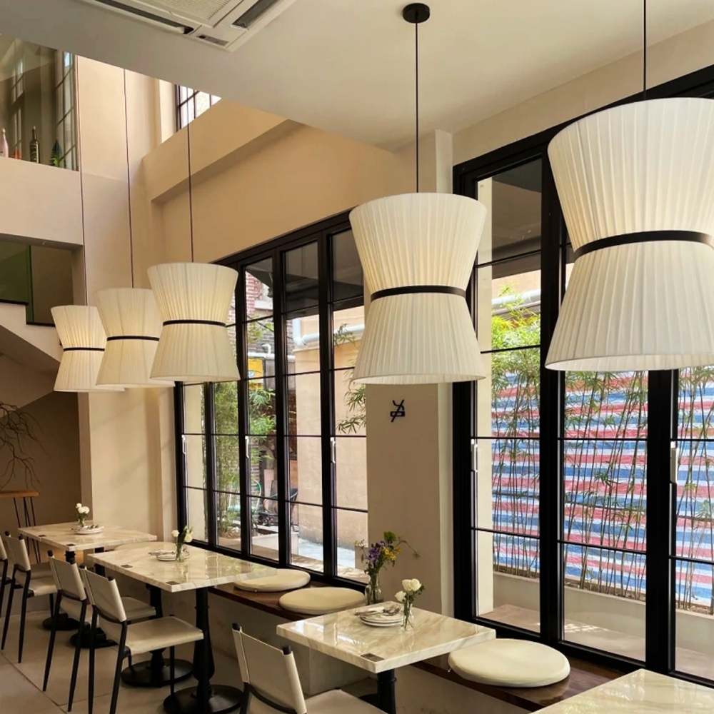 Japanese simple Handmade Fabric Pendant Light Commercial Hanging Ceiling Light Shade-Handwovenlamp