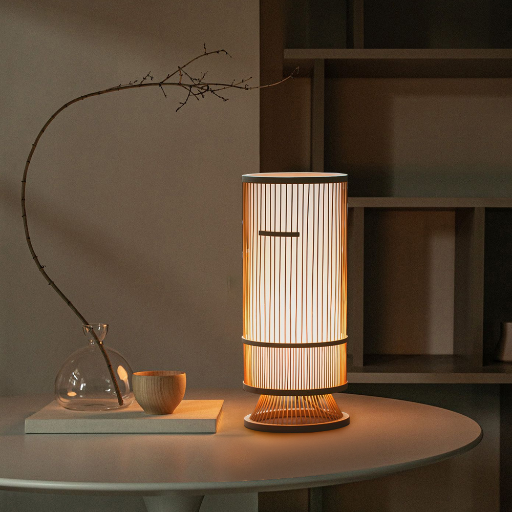 Bedroom Bedside Night Light Japanese Style Bamboo Table Lamp-Handwovenlamp