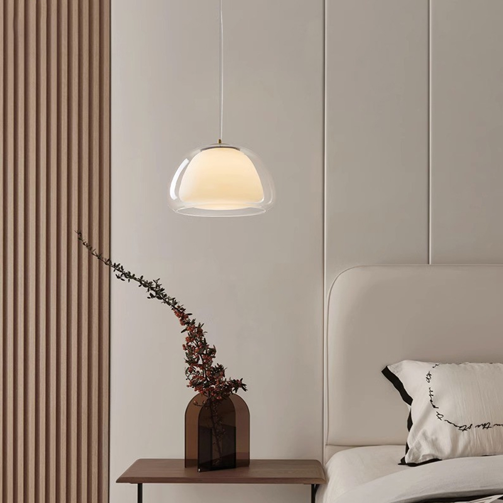 Danish Creative Cream Style Glass Pendant Light Simple Aisle Cafe Decorative Lamp-Handwovenlamp