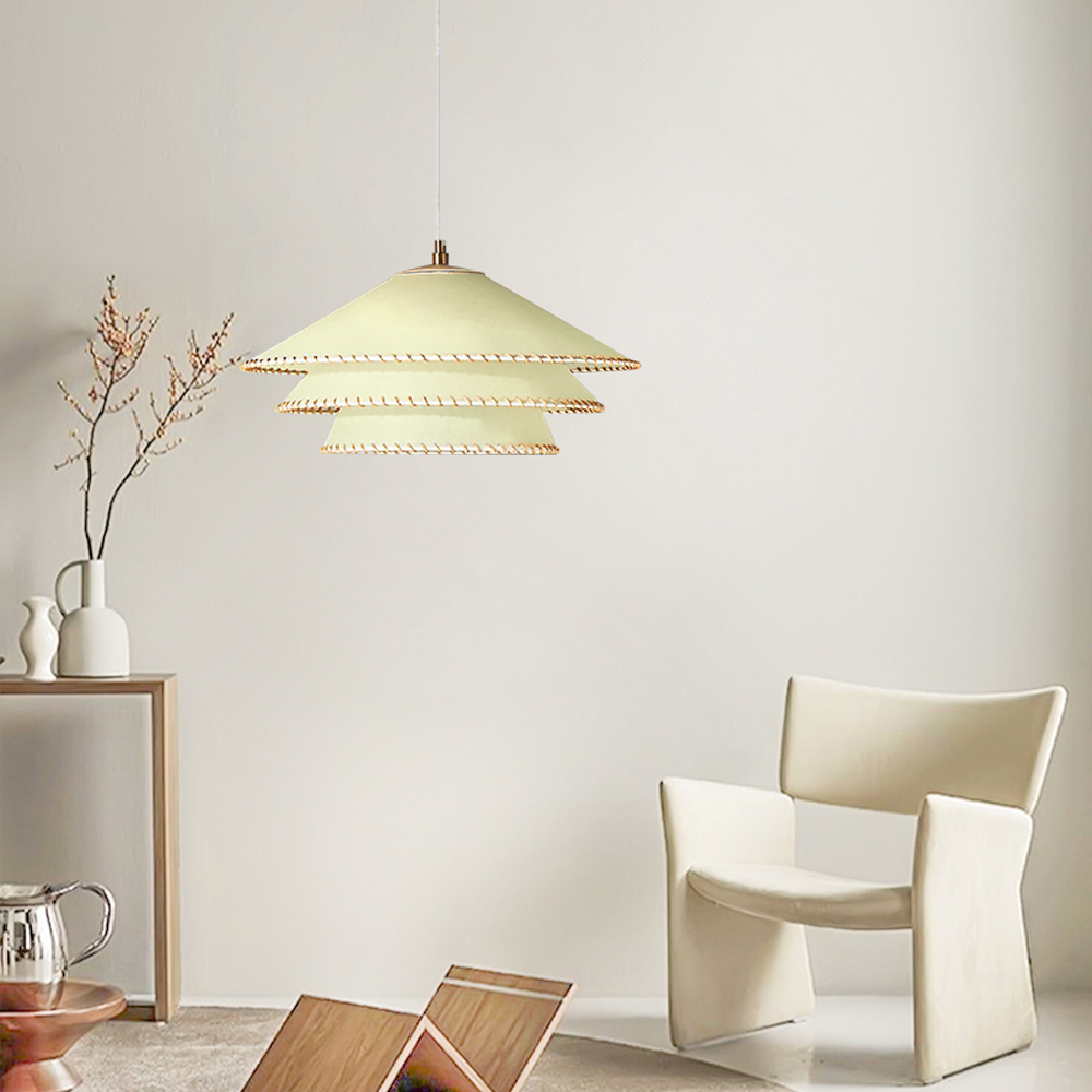 Nordic Simple PVC Dining Chandelier Wabi-sabi Style Bedroom Pendant Light-Handwovenlamp