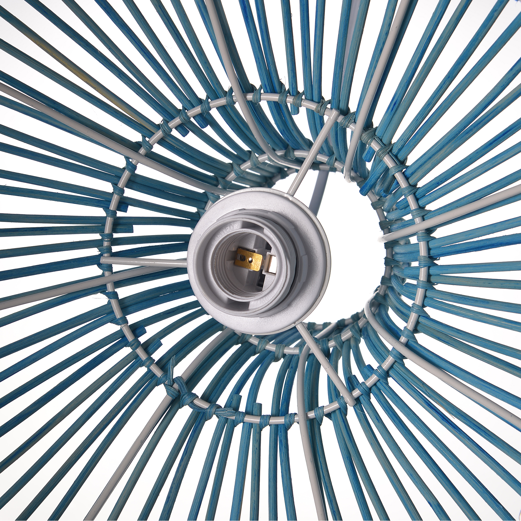 Kitchen Blue-brown Rattan Pendant Lights Fixture Ceiling Hanging Lamp Shade-Handwovenlamp