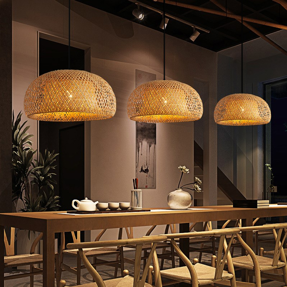 Handwoven Bamboo Ceiling Light Shade Flush Mount Lamp