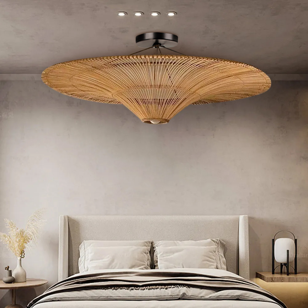 Large Modern Rattan Pendant Light Ceiling Lampshade 60CM-Handwovenlamp