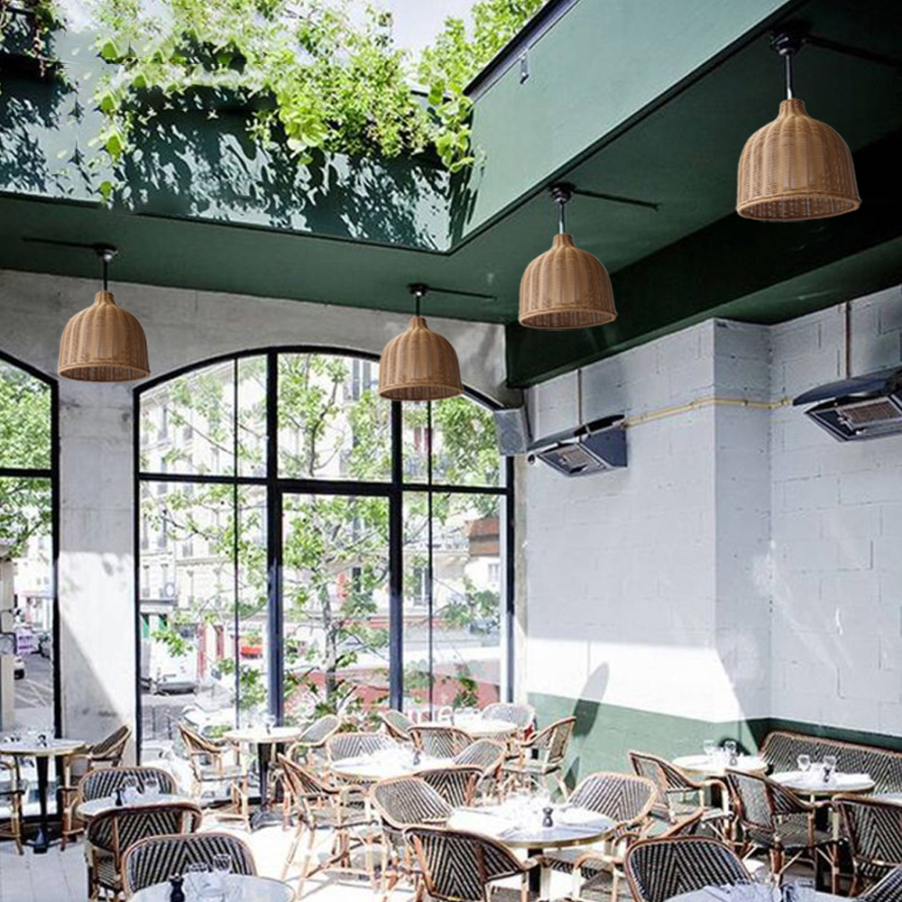 Courtyard Garden Terrace Rattan Pendant Light Outdoor Waterproof Balcony Hanging Lamp-Handwovenlamp