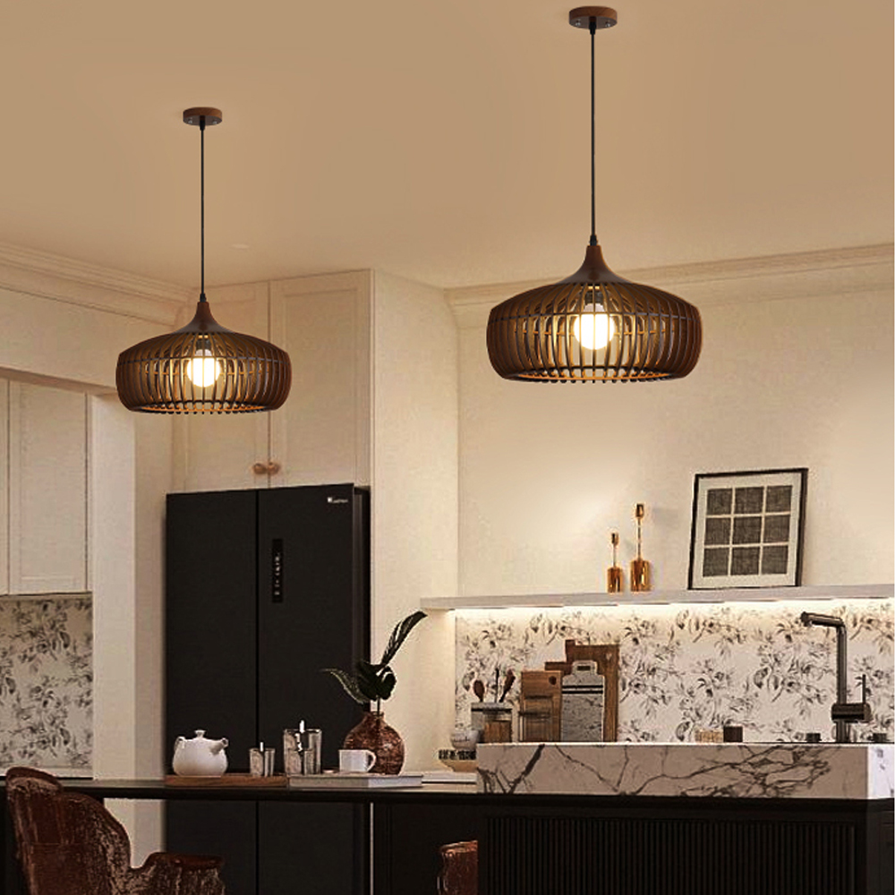 Japanese Retro Bar Table Wooden Pendant Lights Restaurant Lamp Medieval Lamp Fixture-Handwovenlamp
