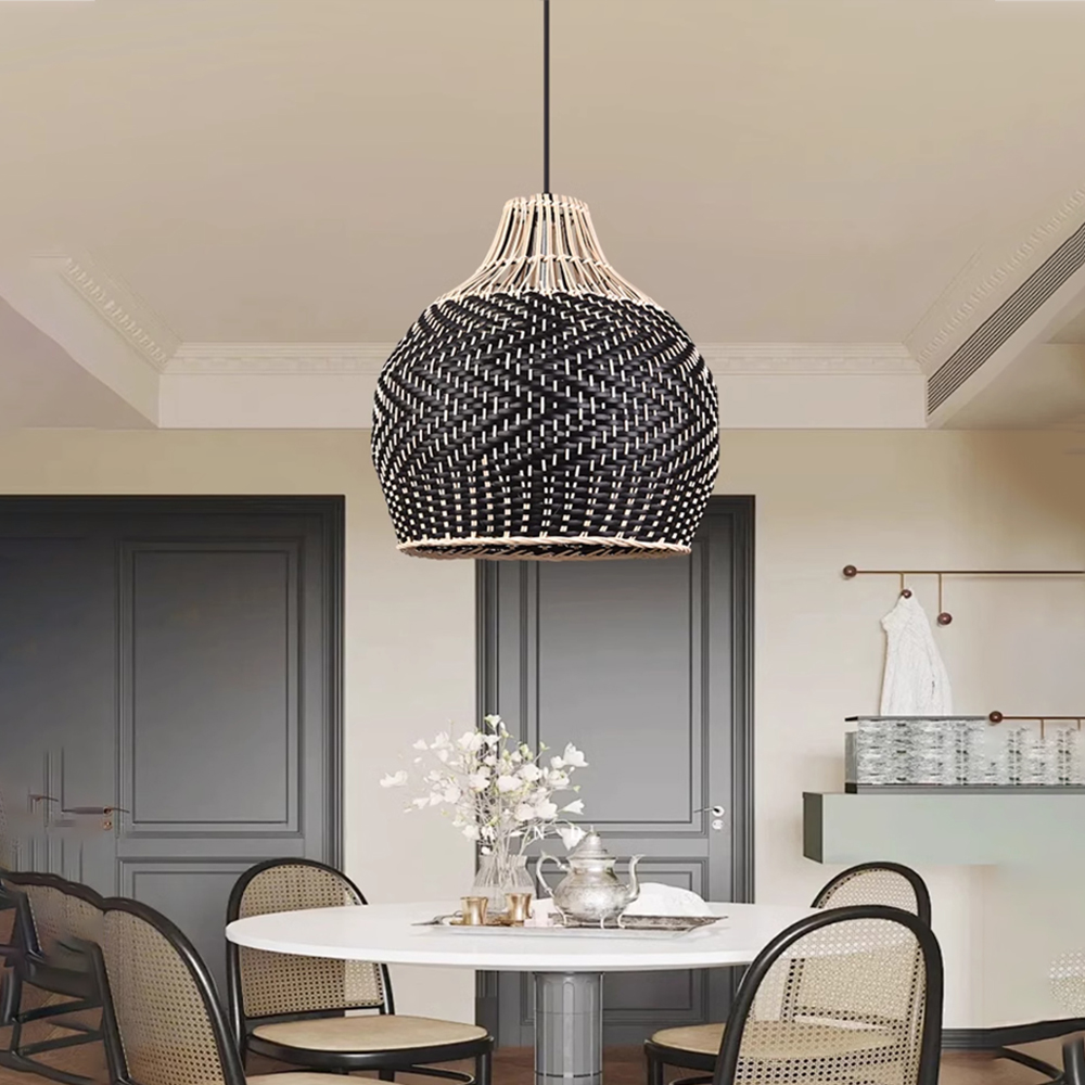Handmade Rattan Pendant Light Fixture for Kitchen Island-Handwovenlamp
