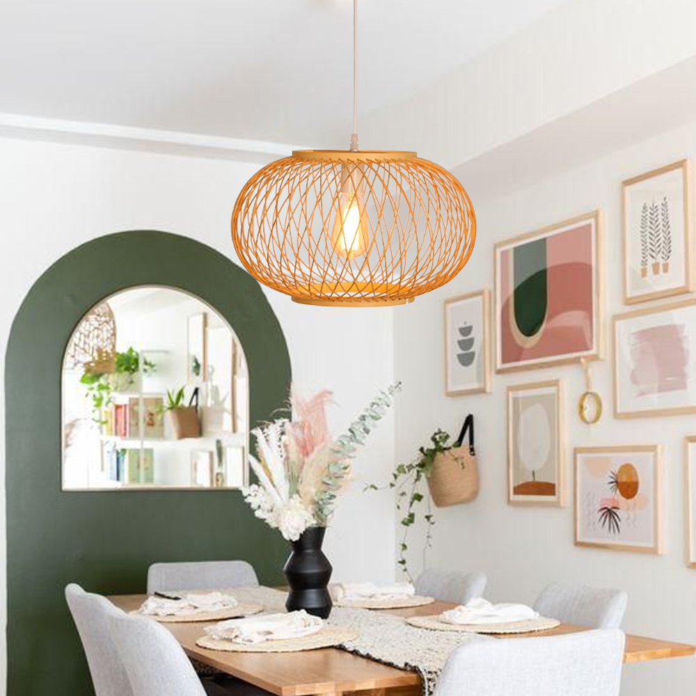 Restaurant decor bamboo Pendant Lamp Fixture Kitchen Island Lighting Furniture-Handwovenlamp