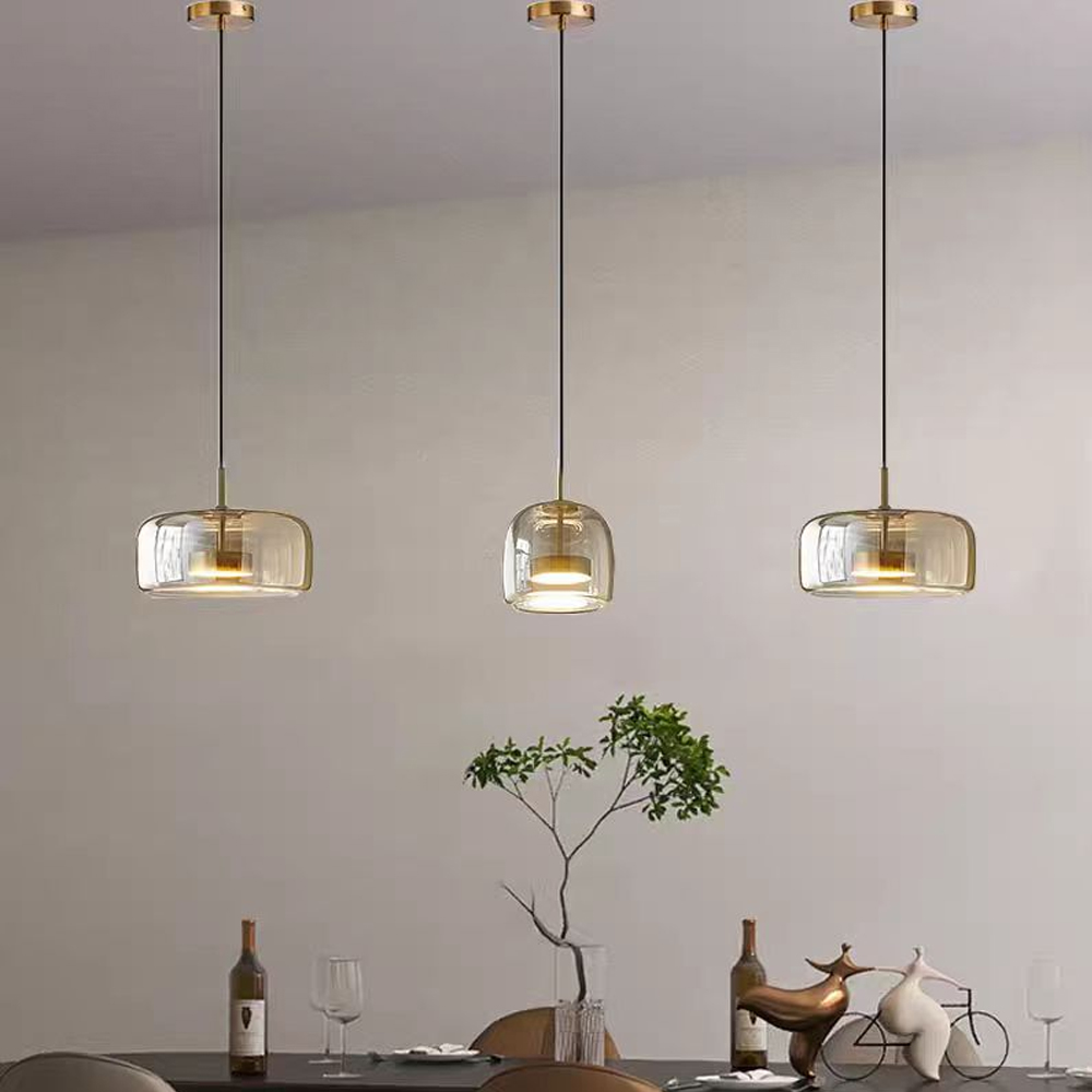Nordic Modern Glass Pendant Light Multi-head Restaurant Lamps-Handwovenlamp