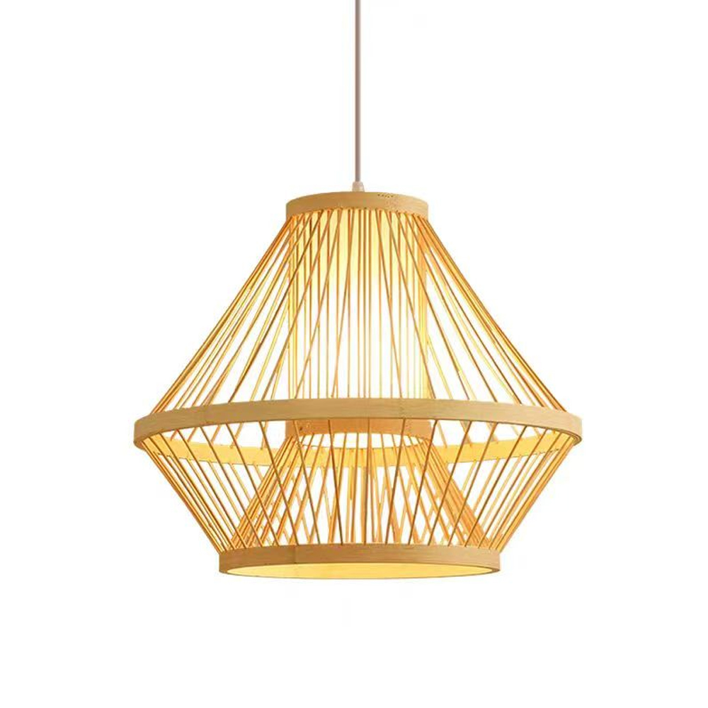 Handmade Tapered Bamboo Pendant Light for Restaurant Dining room-Handwovenlamp