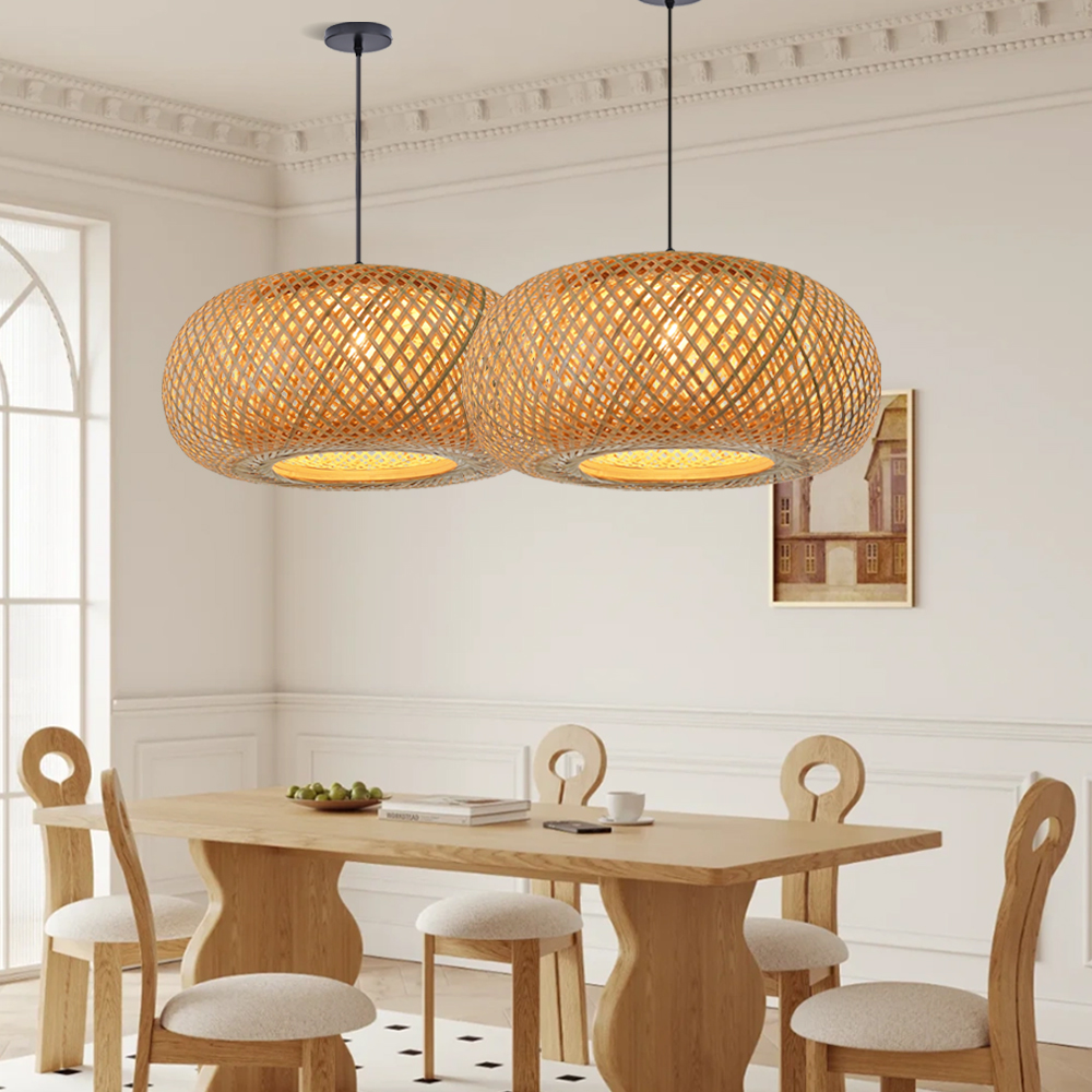 Japanese Dining Room Bamboo Pendant Lamp Handwoven lighting fixtures-Handwovenlamp