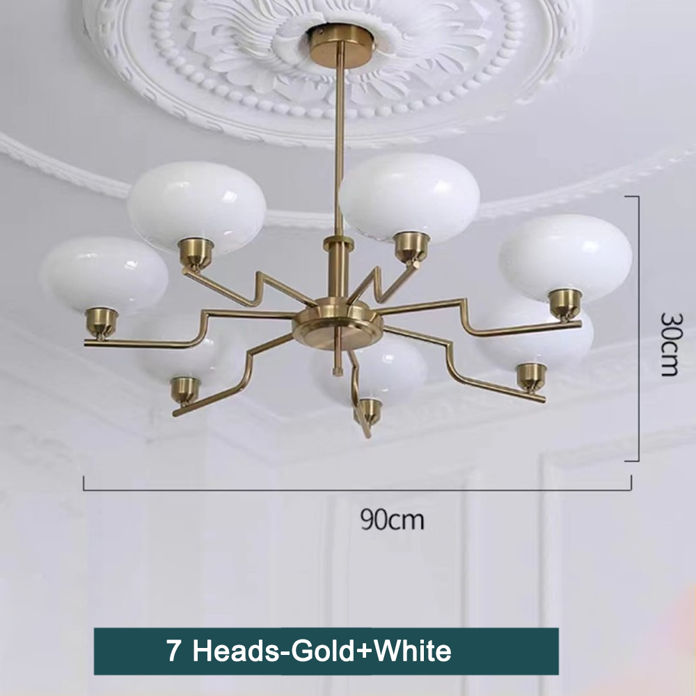 Bauhaus Living Room Milk White Glass Chandelier-Handwovenlamp