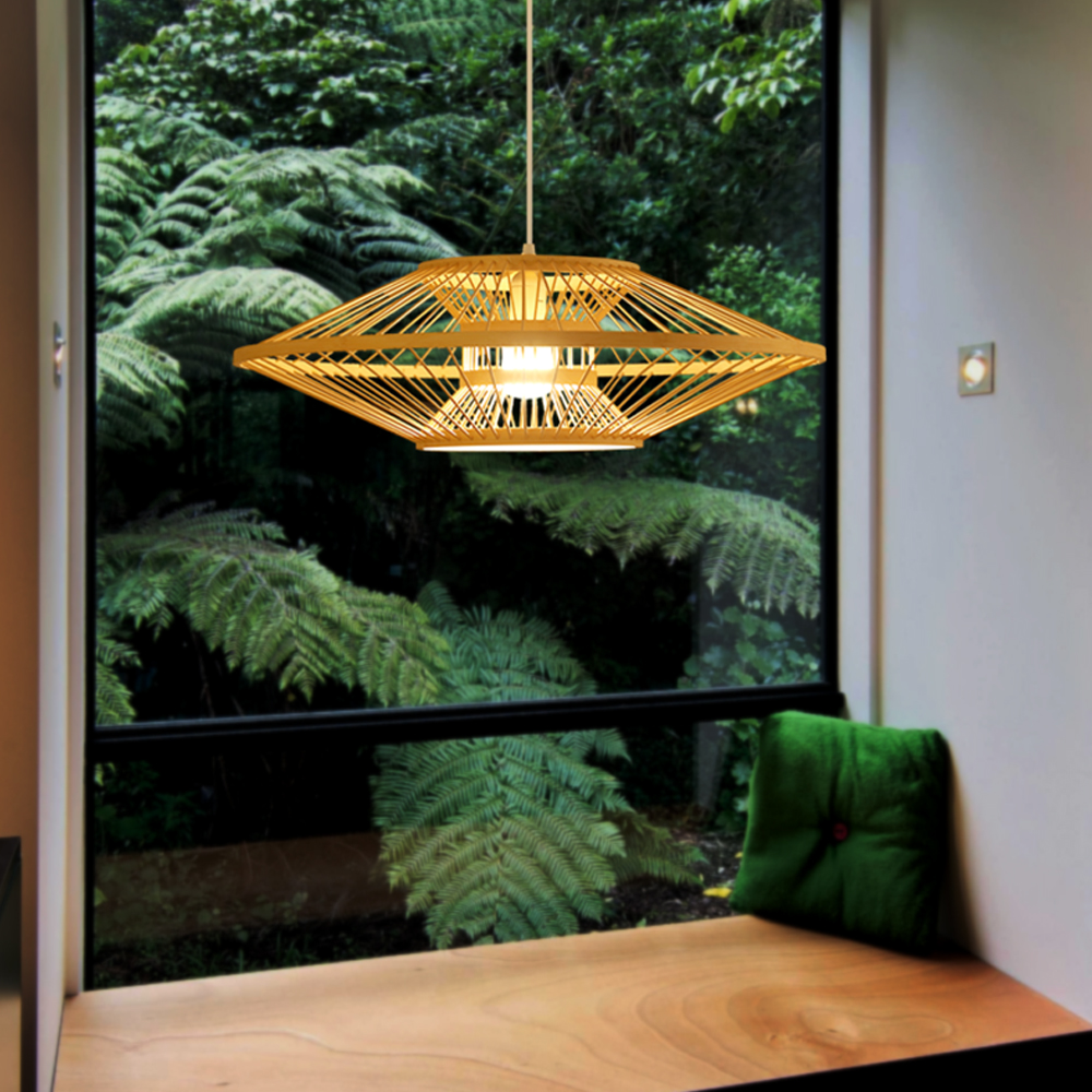 Antique Bamboo Lantern Pendant Light Japanese Retro Rattan Bamboo Chandelier-Handwovenlamp