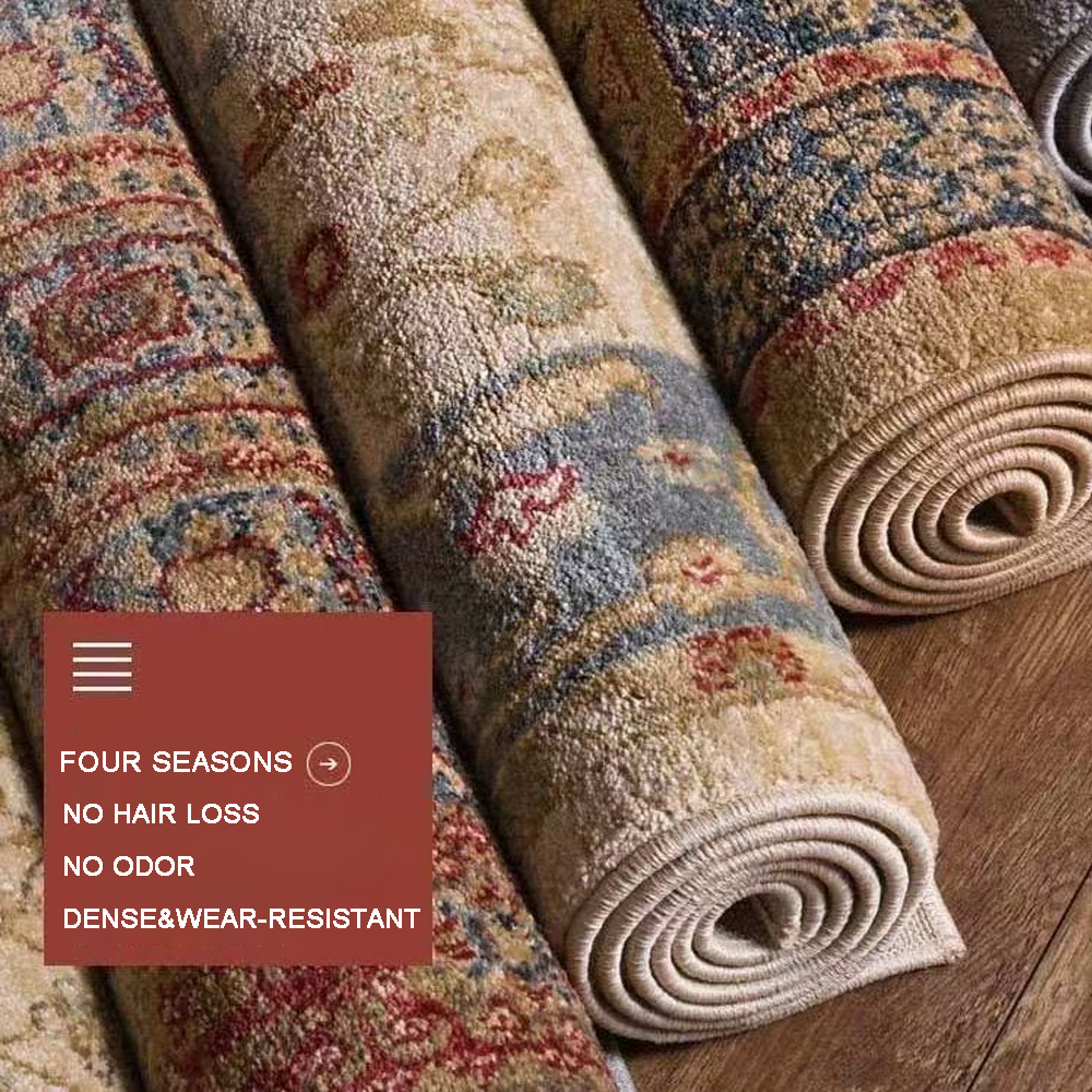 Thickened Imitation Cashmere Carpet Nordic Moroccan Living Room Blanket Ethnic Style American Retro Floor Mat-Handwovenlamp