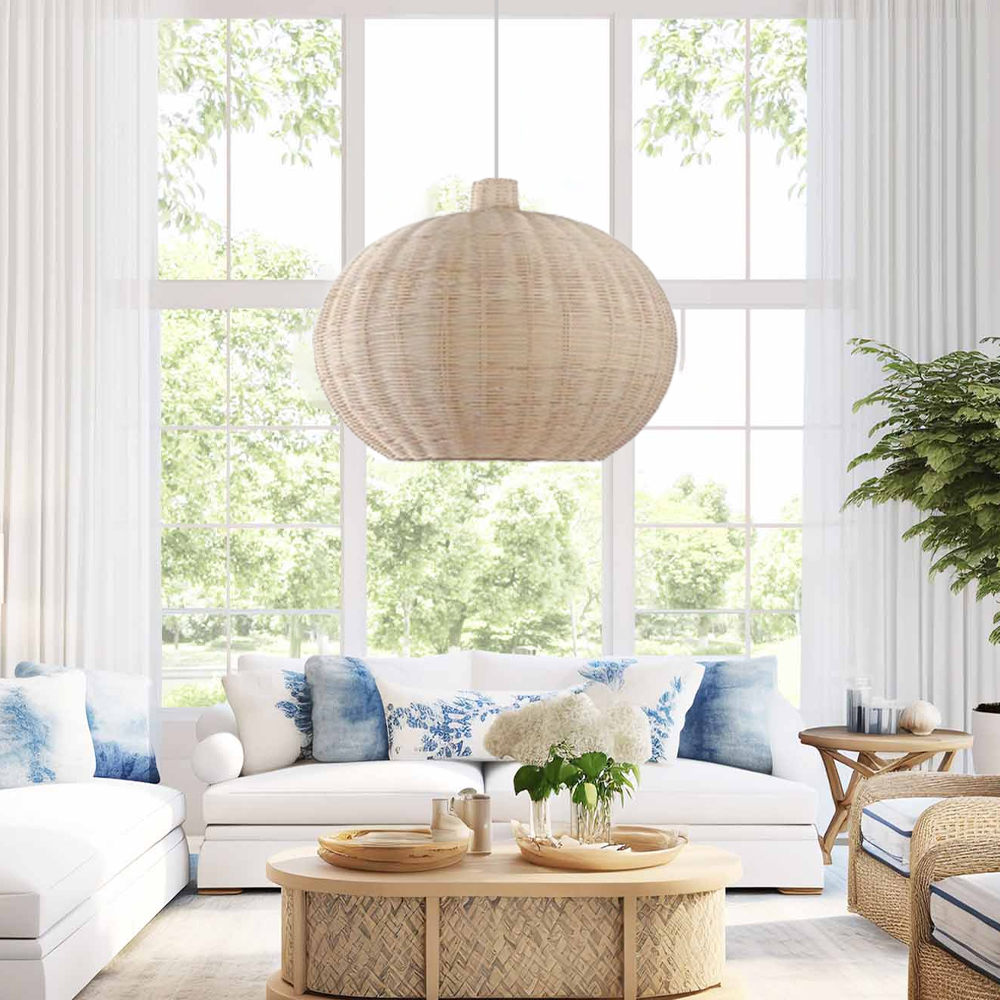 Nordic Rattan Handmade Pendant Lampshades for Kitchen Island-Handwovenlamp