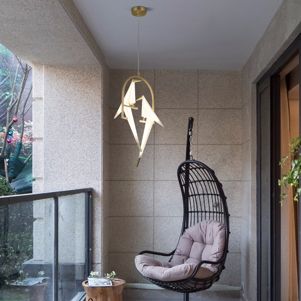 Dutch Minimalist Acrylic Ceiling Light Origami-Bird Pendant Lamps-Handwovenlamp