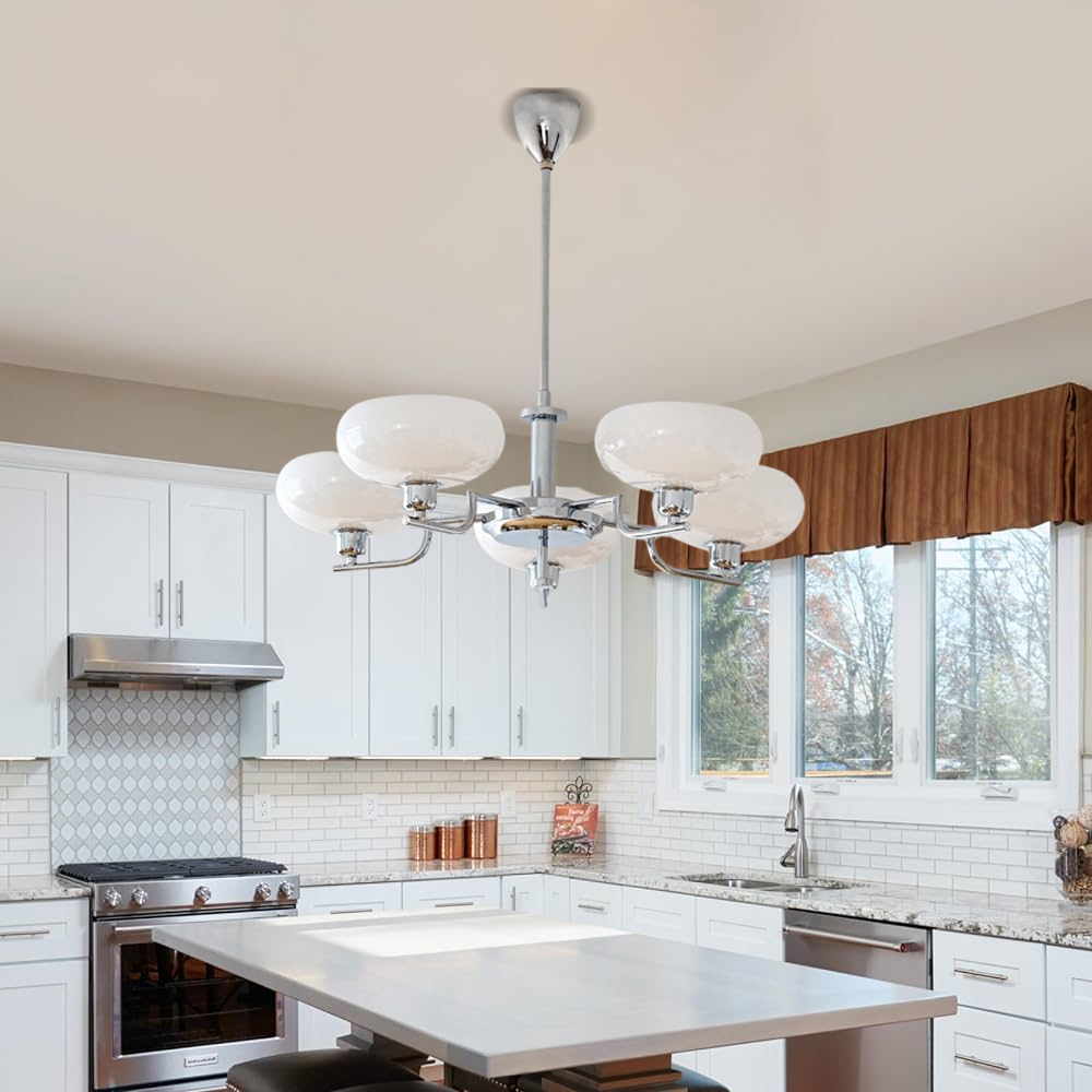 Bauhaus Living Room Milk White Glass Chandelier-Handwovenlamp