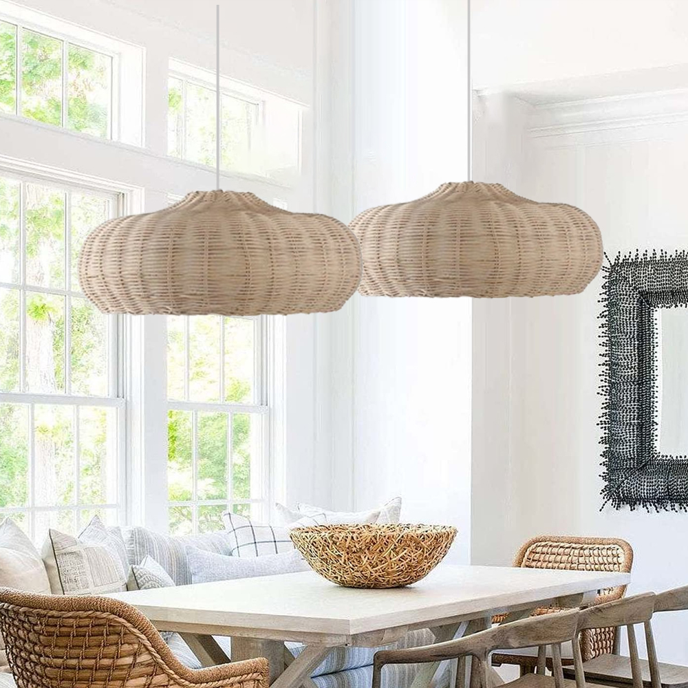Nordic Rattan Handmade Pendant Lampshades for Kitchen Island-Handwovenlamp