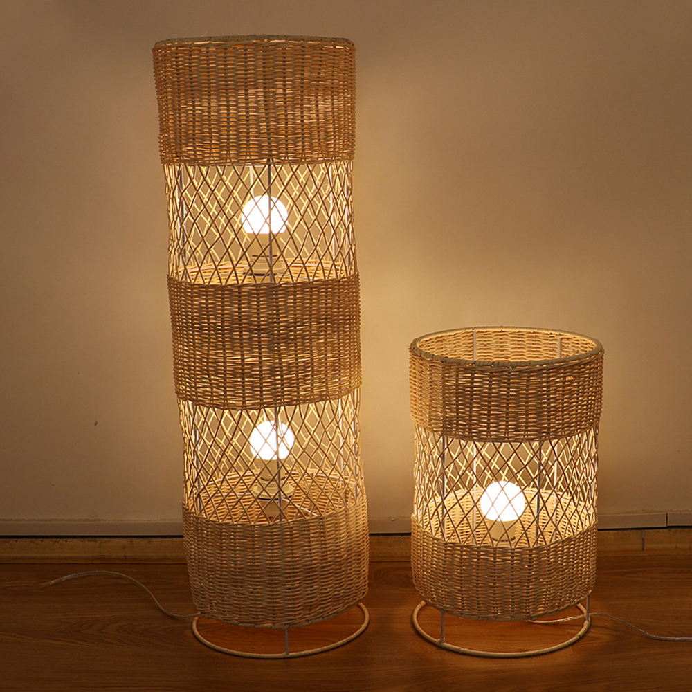 Japanese B&B Zen Rattan Floor Lamp-Handwovenlamp