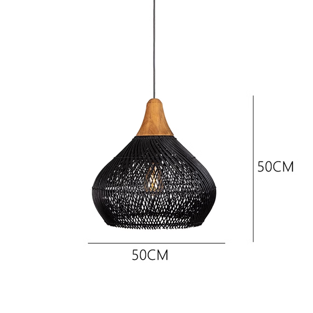 Rattan Pendant Light Wabi Sabi Style Retro Dining Room Chandelier-Handwovenlamp