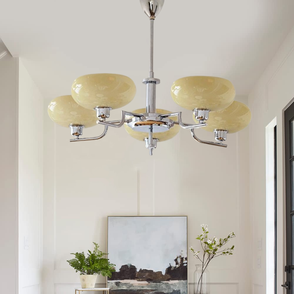 Bauhaus Living Room Milk White Glass Chandelier-Handwovenlamp