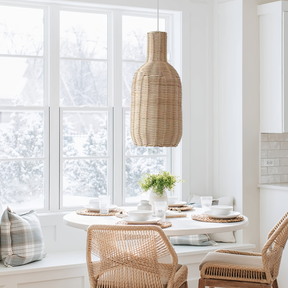 Nordic Rattan Handmade Pendant Lampshades for Kitchen Island-Handwovenlamp