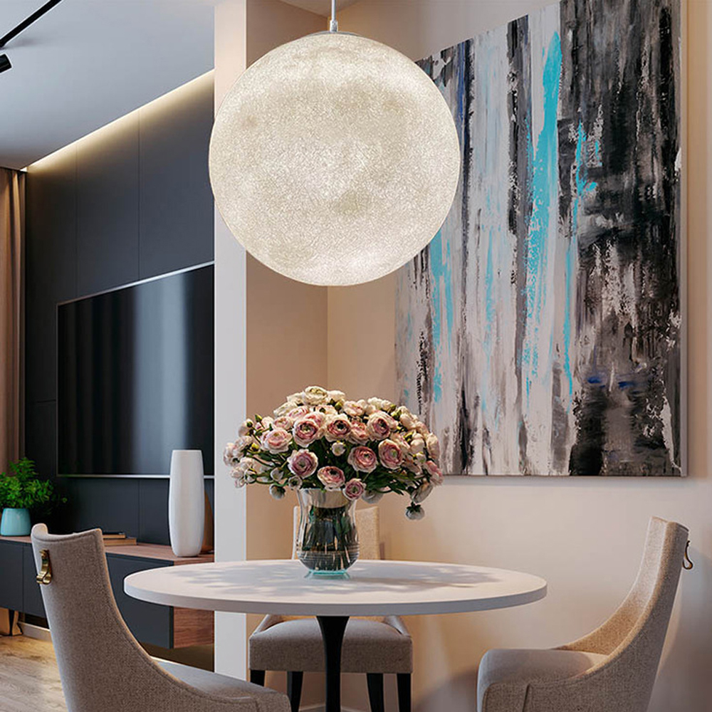 Quality Extra Large Moon Resin Globe Chandelier Nordic Ball Planet Restaurant Pendant Light-Handwovenlamp