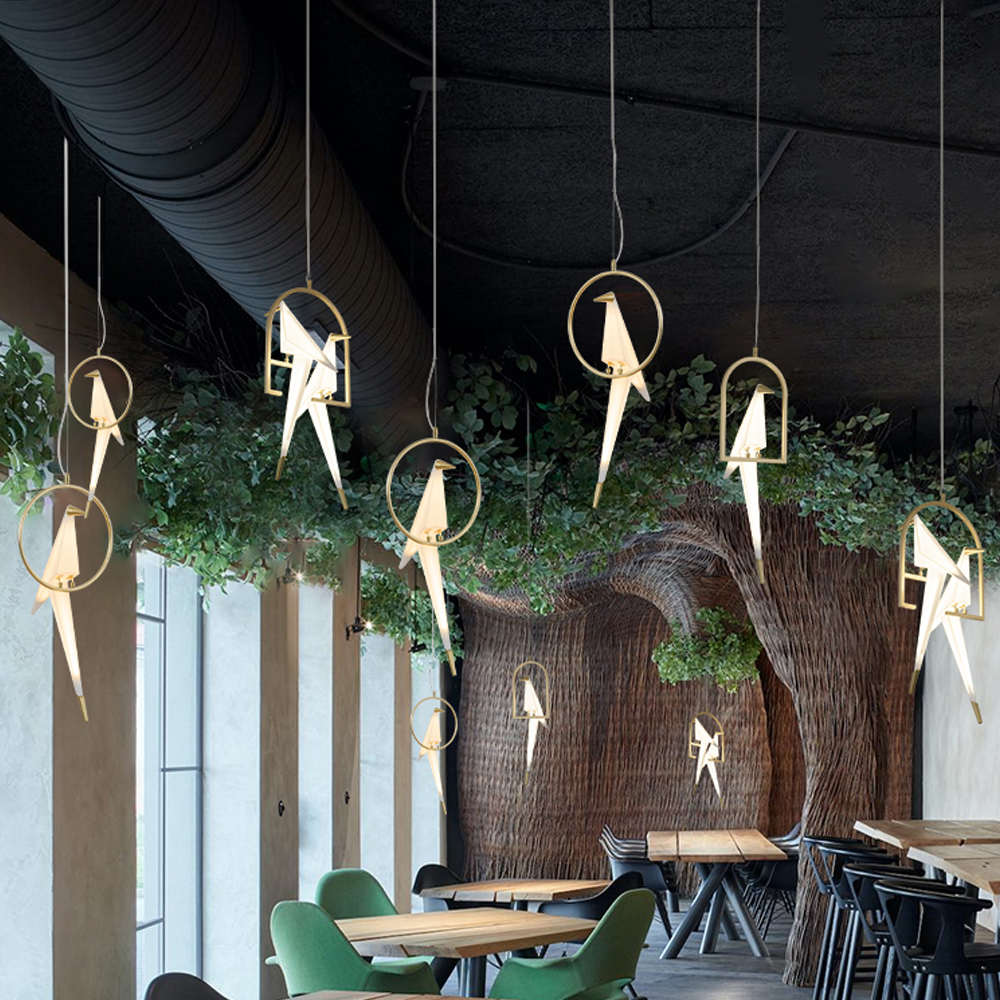 Dutch Minimalist Acrylic Ceiling Light Origami-Bird Pendant Lamps-Handwovenlamp