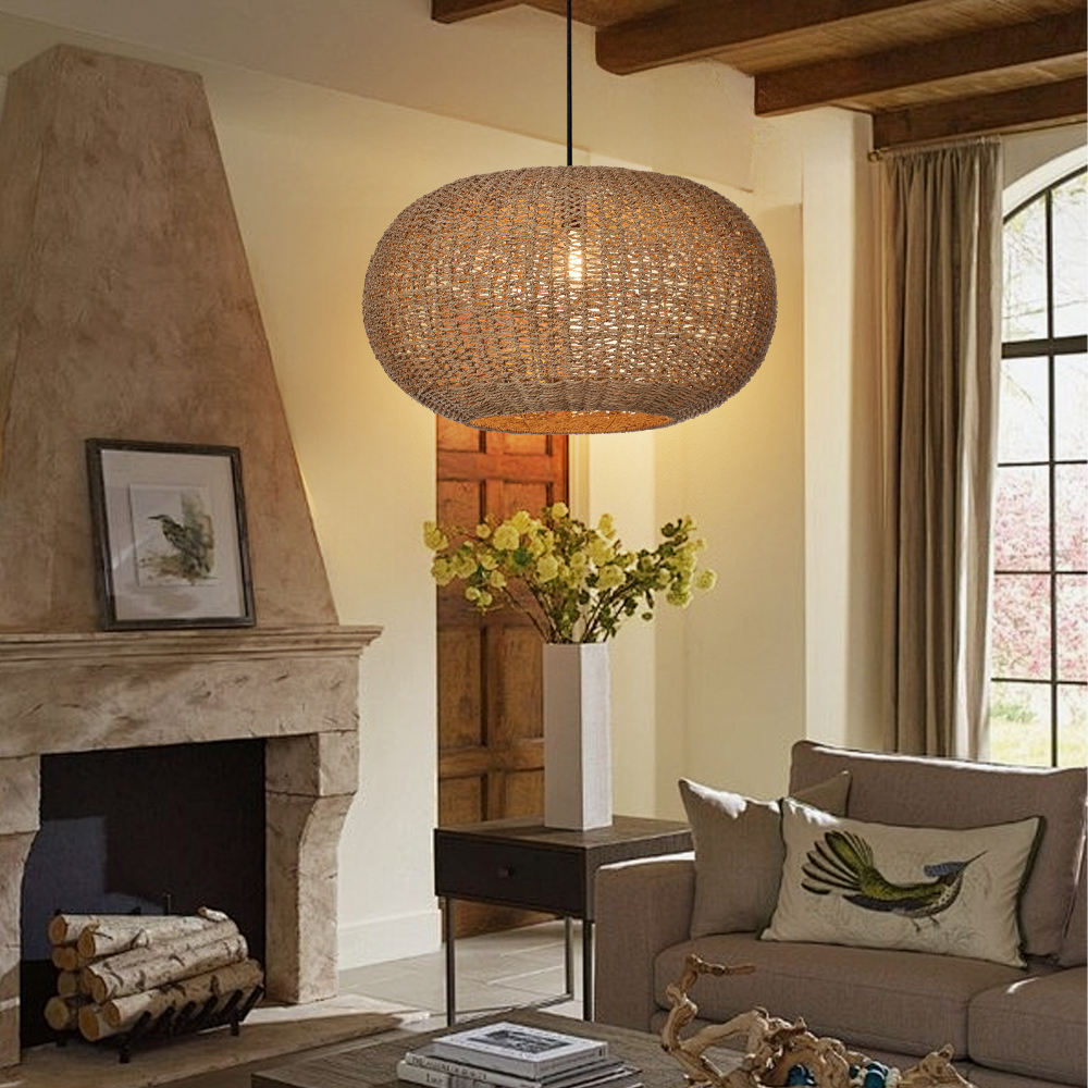 Living Room Rattan Seagrass Pendant Light Wabi-sabi Home Ideas-Handwovenlamp