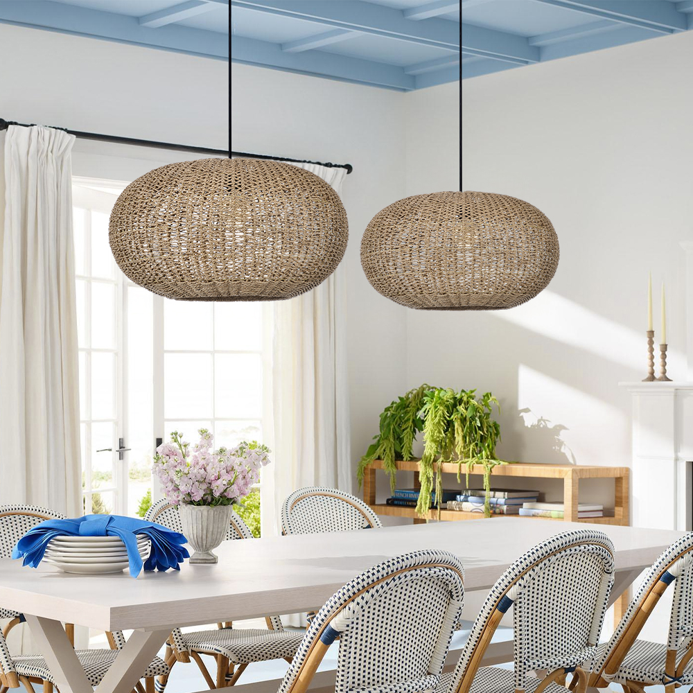 Living Room Rattan Seagrass Pendant Light Wabi-sabi Home Ideas-Handwovenlamp