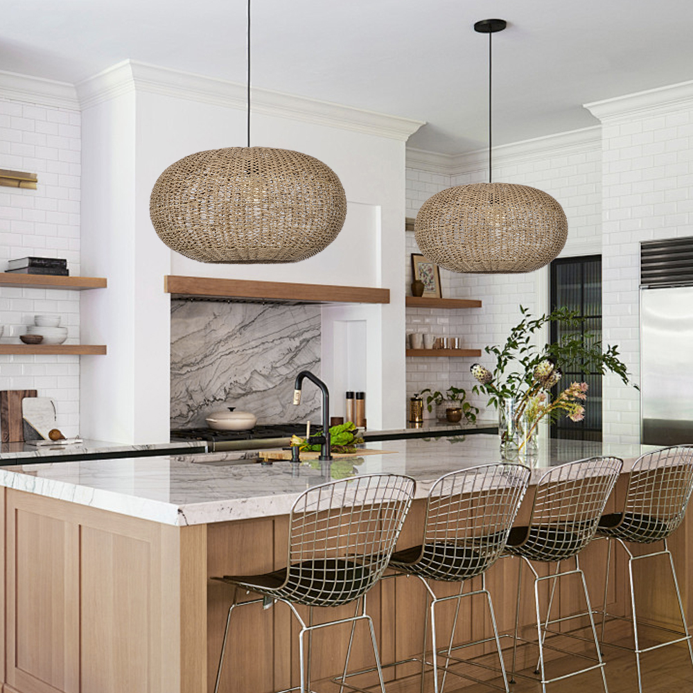 Living Room Rattan Seagrass Pendant Light Wabi-sabi Home Ideas-Handwovenlamp