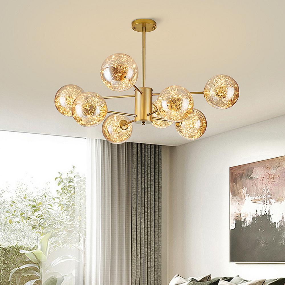 Modern Ceiling Chandelier Glass Ball Pendant Lamp For Living Room-Handwovenlamp