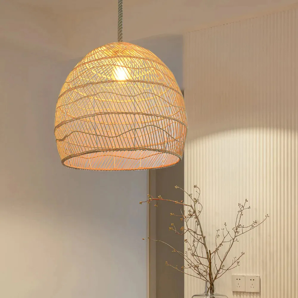 Handemade Rattan  Rope Light Pendant Lampshade For Kitchen Island-Handwovenlamp