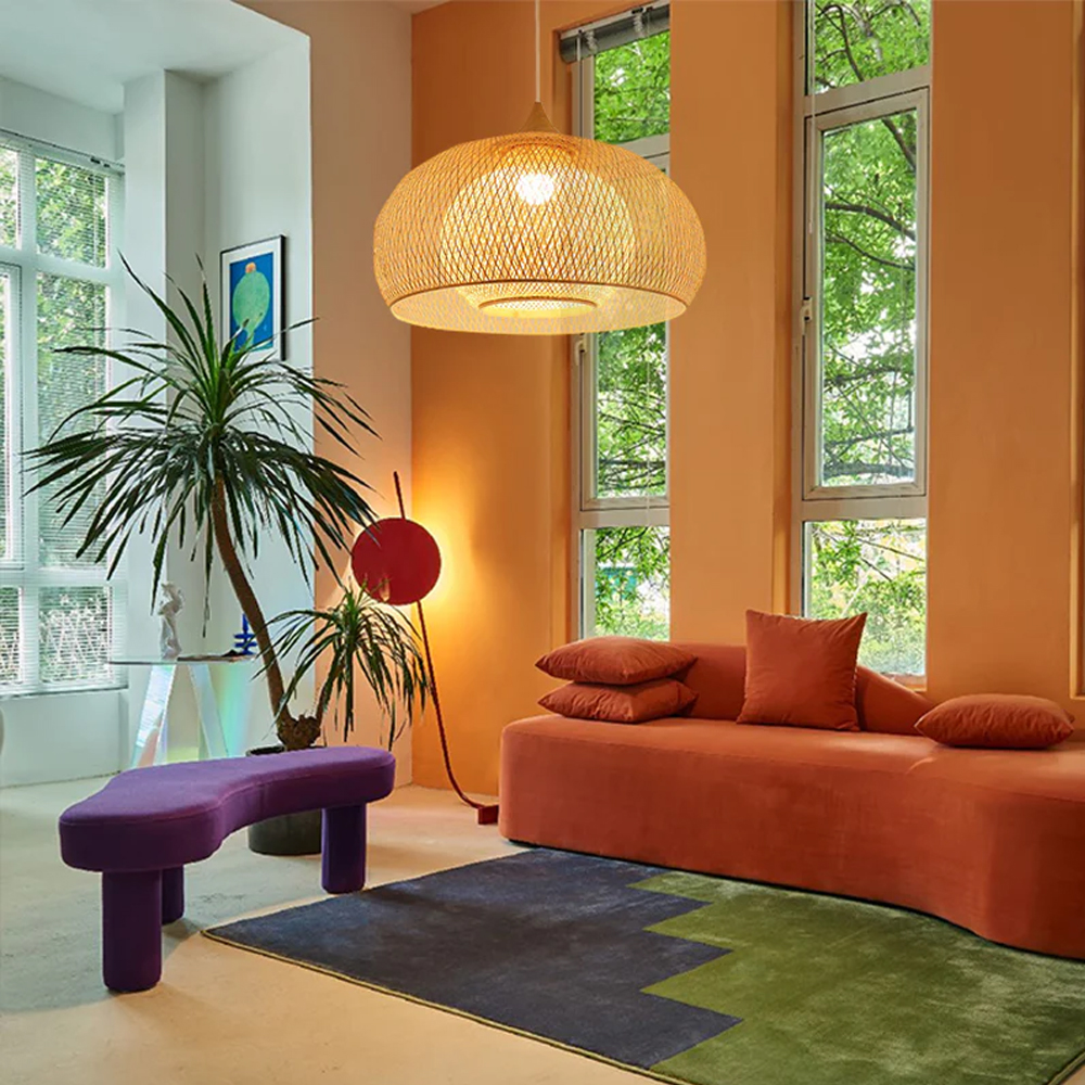 Bamboo Wicker Pendant Lamp Shade For Dining Room Living Rooms