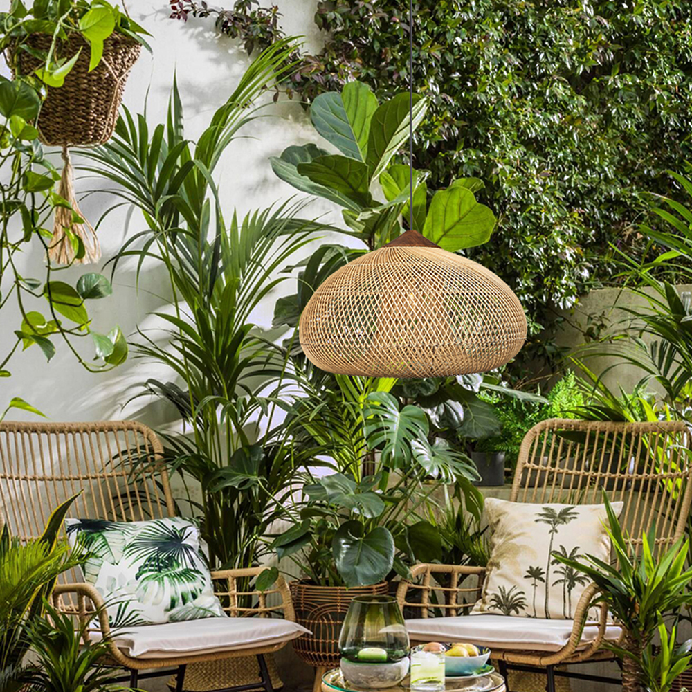 Rattan Pendant Light Wabi Sabi Style Retro Dining Room Chandelier-Handwovenlamp