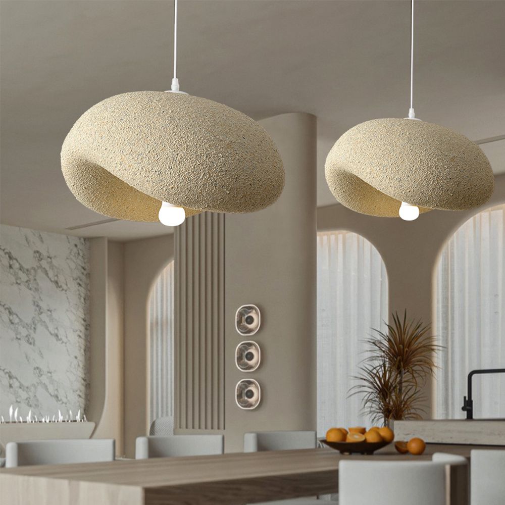 Cream Wabi-sabi Style Chandelier Living Room Restaurant Pendant Light Creative Lighting-Handwovenlamp
