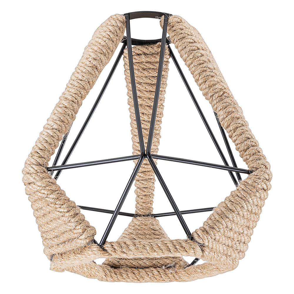 Industrial Retro Hemp Rope Diamond Head Metal Cage Loft Iron Wire Welding Lampshade-Handwovenlamp