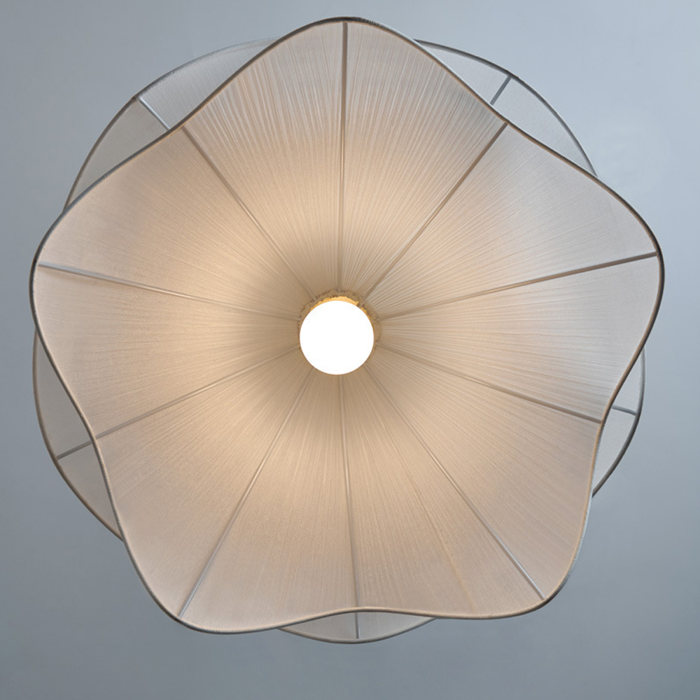 Simple Anna White Fabric Pendant Light French Living Room Flower Petal Chandelier-Handwovenlamp