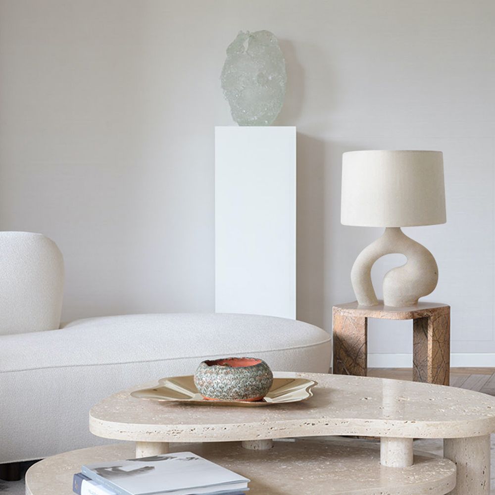 Cream White Table Lamp Creative Art Designer Showroom Decoration Desk Lamp-Handwovenlamp