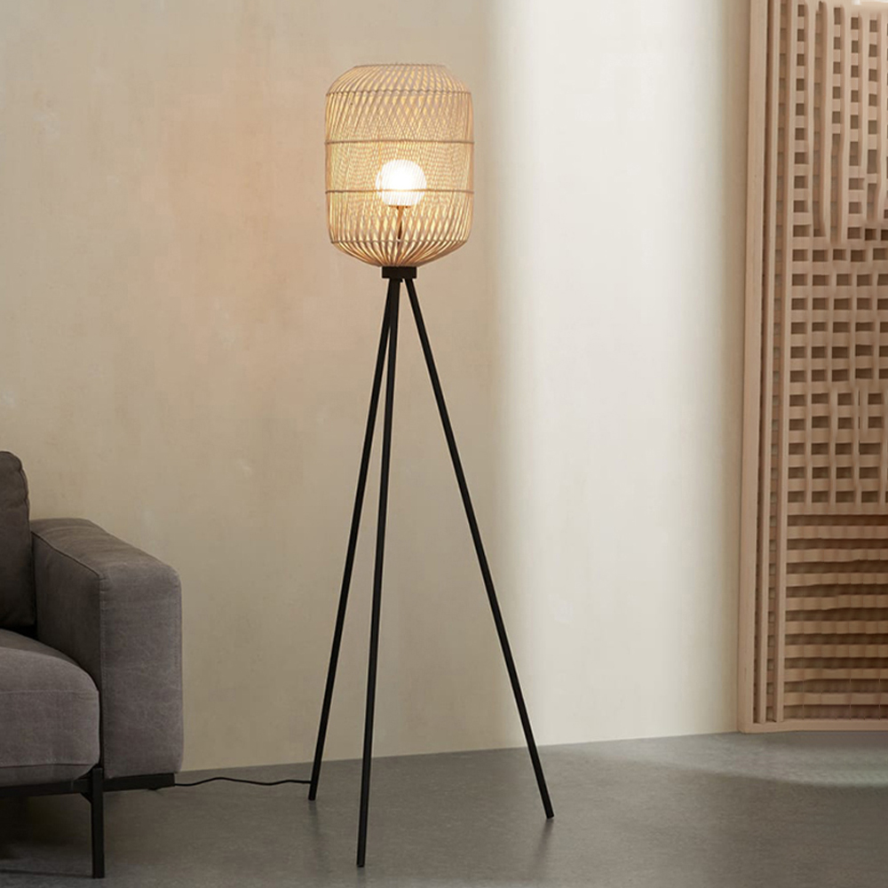 Handmade Rattan Tripod Floor Lamp For Living Room-Handwovenlamp