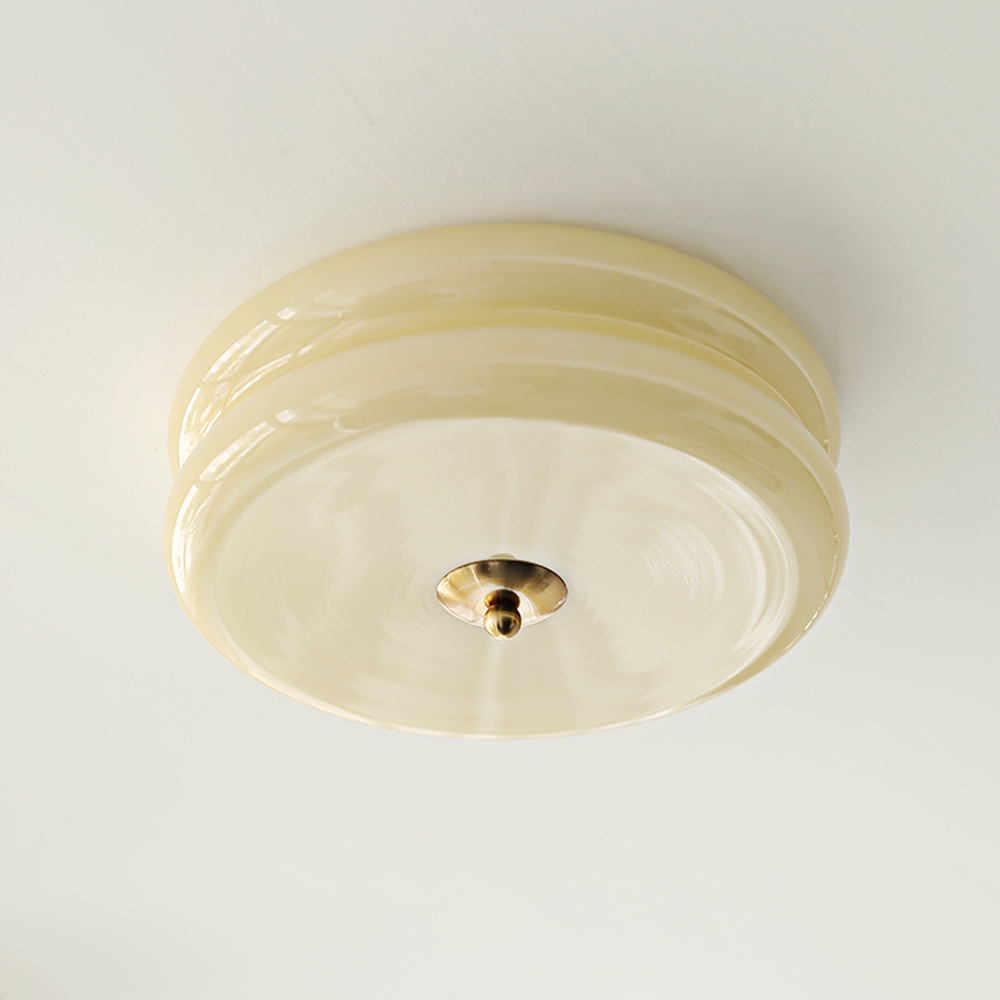 Mid Century Modern Ceiling Light Living Room Cream Glass Chandelier Flush Mount-Handwovenlamp