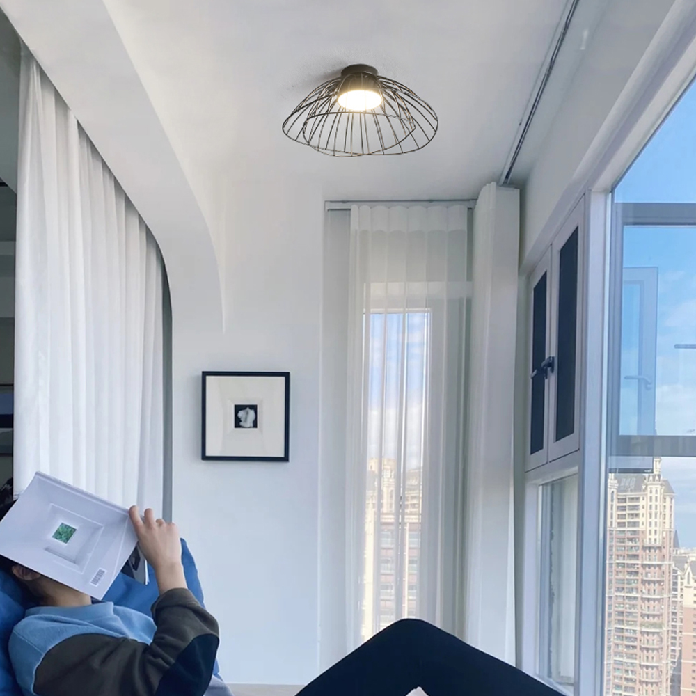 Nordic Balcony Metal Ceiling Lamp Luxury Corridor Flush Mount Light-Handwovenlamp