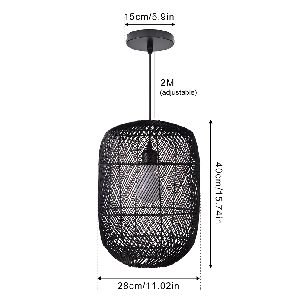 Handcrafted Kitchen Black Pendant Lampshade Beautiful Farmhouse Rattan Chandelier-Handwovenlamp