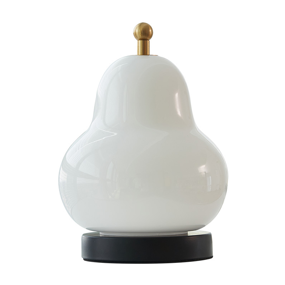 French Cream Pear Table Lamp Portable Rechargeable Touch Bedside Lamp-Handwovenlamp