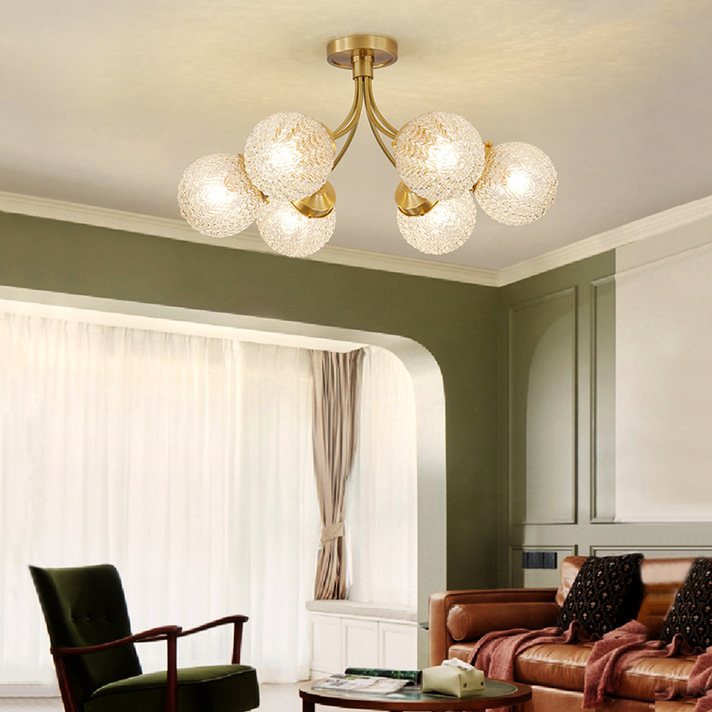 Modern Home Decor Bubble Pendant Light 8 Heads Copper Chandelier-Handwovenlamp