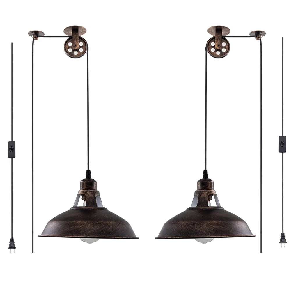 Retro Industrial Plug In Metal Pendant Light Creative Pot Cover Chandelier-Handwovenlamp