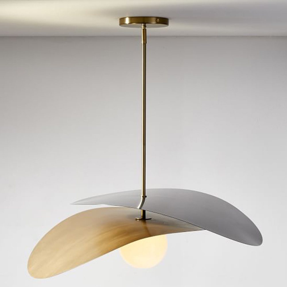 Minimalist Design Straw Hat Pendant Light Modern Metal Chandelier-Handwovenlamp